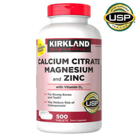 Citrate de calcium Kirkland Signature magnésium et zinc, 500 comprimés/ DLC: Jullet26