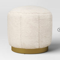 Galena Channel Tufted Shearling Brass Ottoman Cream - Threshold