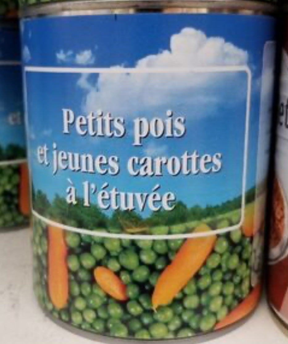 Petit pois et jeunes carottes à l'etuvee