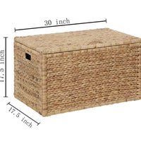 Large Water Hyacinth Wicker Storage Trunk with Lid