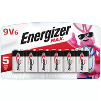 paquet de 6 piles alcalines Energizer MAX de 9 volts