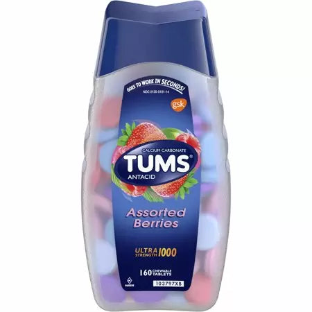 Tums Ultra Strength 1000, comprimés à mâcher antiacides, baies assorties, 160 Tb DLC: DEC27