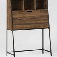 Loring Secretary Desk with Hutch and Charging Station Walnut - Threshold