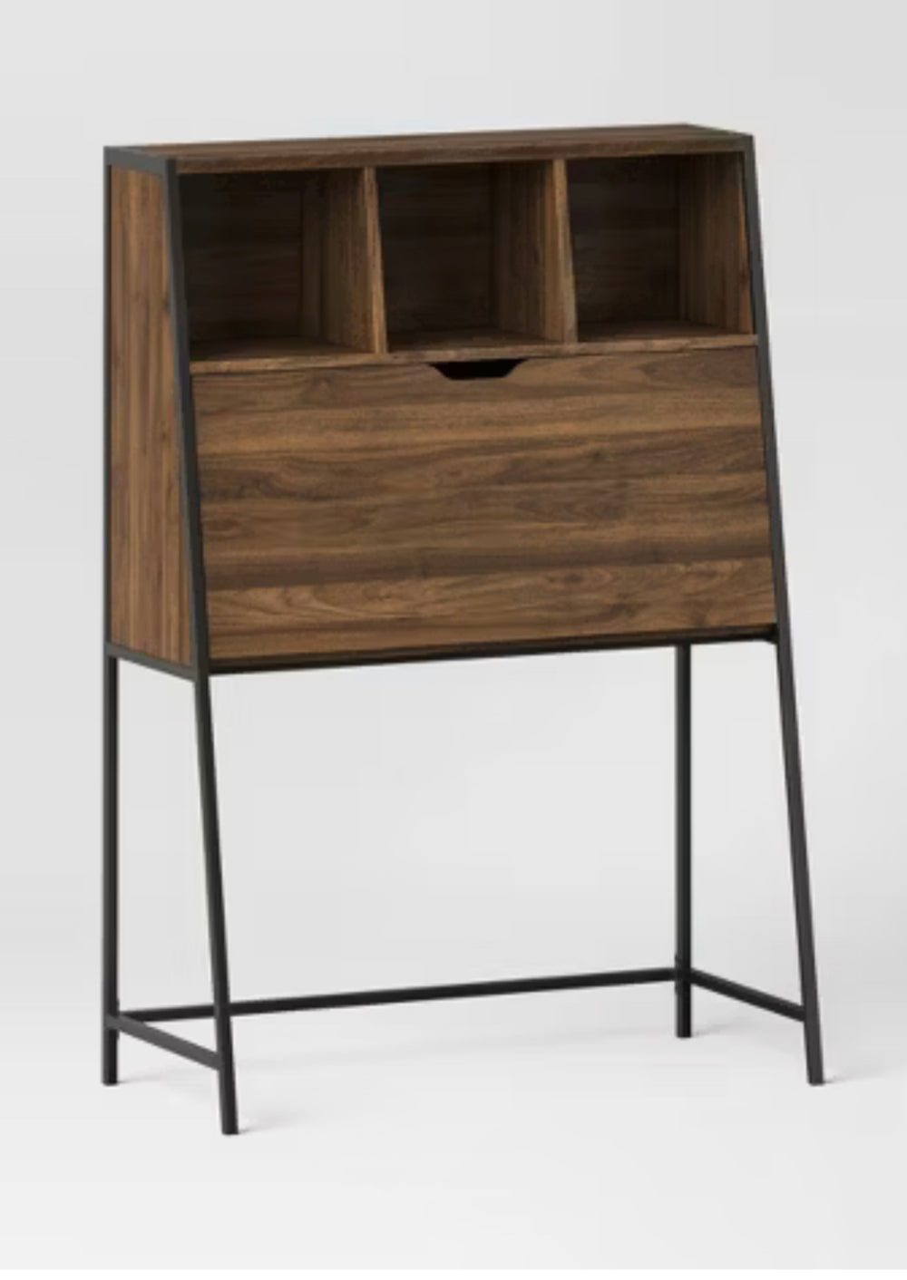 Loring Secretary Desk with Hutch and Charging Station Walnut - Threshold