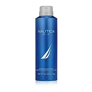 Spray Corporel Déodorant Nautica Blue pour Homme - Tonifiant, Senteur Fraîche - Boisé,