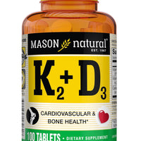 MASON NATURAL Vitamin K2 + D3, 100-Day Supply, with Calcium for Normal Bone and Muscle Support, Tablets 300+ bought in past month DLC: 08/2027