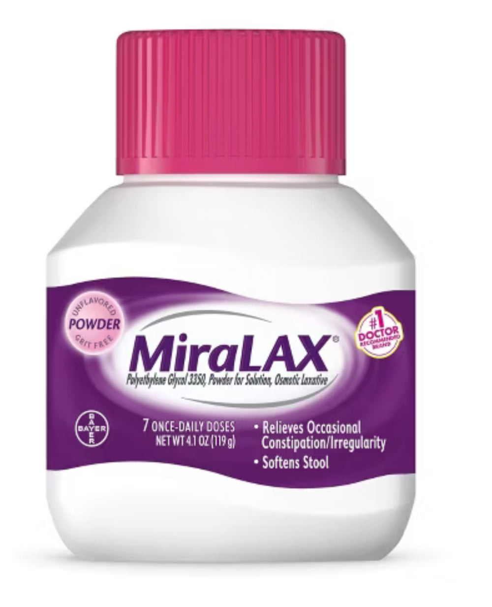 Miralax Gentle Constipation Relief without Harsh Side Effects Osmotic Laxative Powder DLC: 03/2026