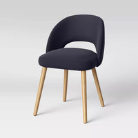 
              Galles Mid-Century Upholstered Dining Chair Navy - Threshold: Wooden Legs, Armless Design, Padded Seat
            