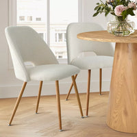 
              Edwin Boucle Dining Chair Set Of 2,Modern Kitchen Dining Room Chairs with Curved Round Backrest,Beige Boucle Chairs with Oak Metal Legs-Maison Boucle
            