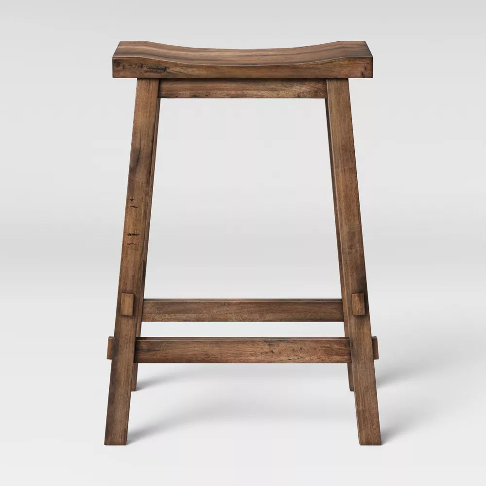 Halifax Farmhouse Wood Counter Height Barstool Brown - Threshold