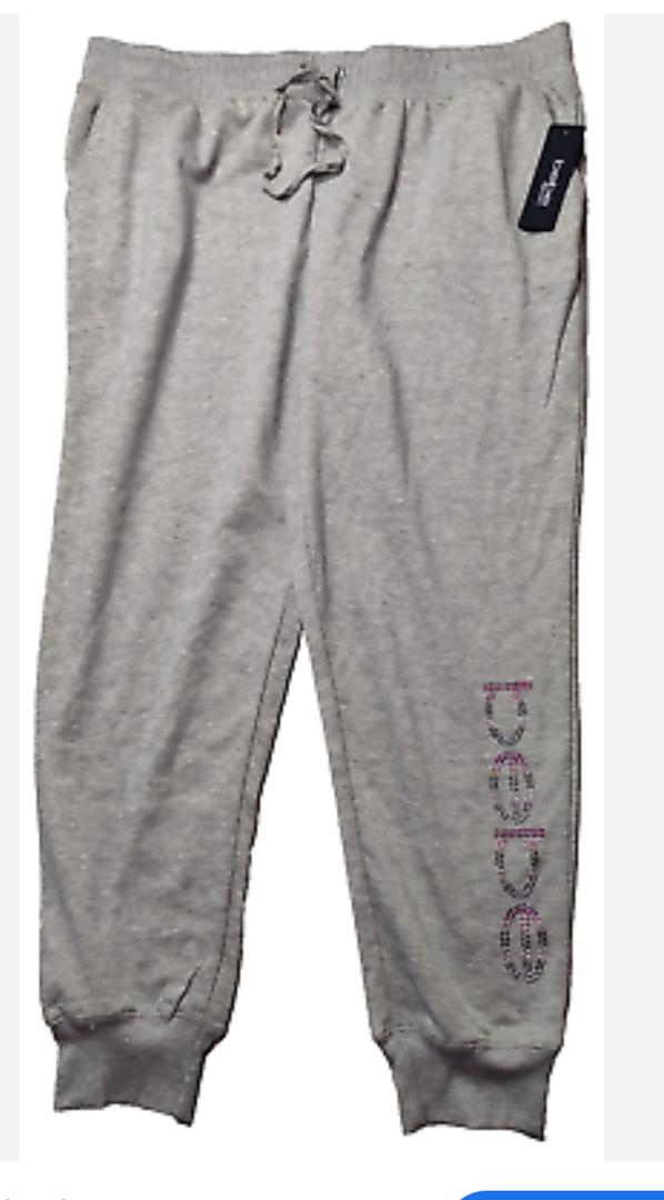 BEBE SPORT Women Plus Size 2X Heather Gray Nailhead Jogger Sweatpants NEW