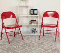 
              Chair, Metal Folding, Red, Double Braced
            