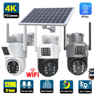 
              Caméra de surveillance extérieure PTZ IP solaire WiFi 4K 8MP, dispositif de sécurité sans fil, étanche, avec suivi True Color View 4G
            