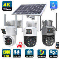 Caméra de surveillance extérieure PTZ IP solaire WiFi 4K 8MP, dispositif de sécurité sans fil, étanche, avec suivi True Color View 4G