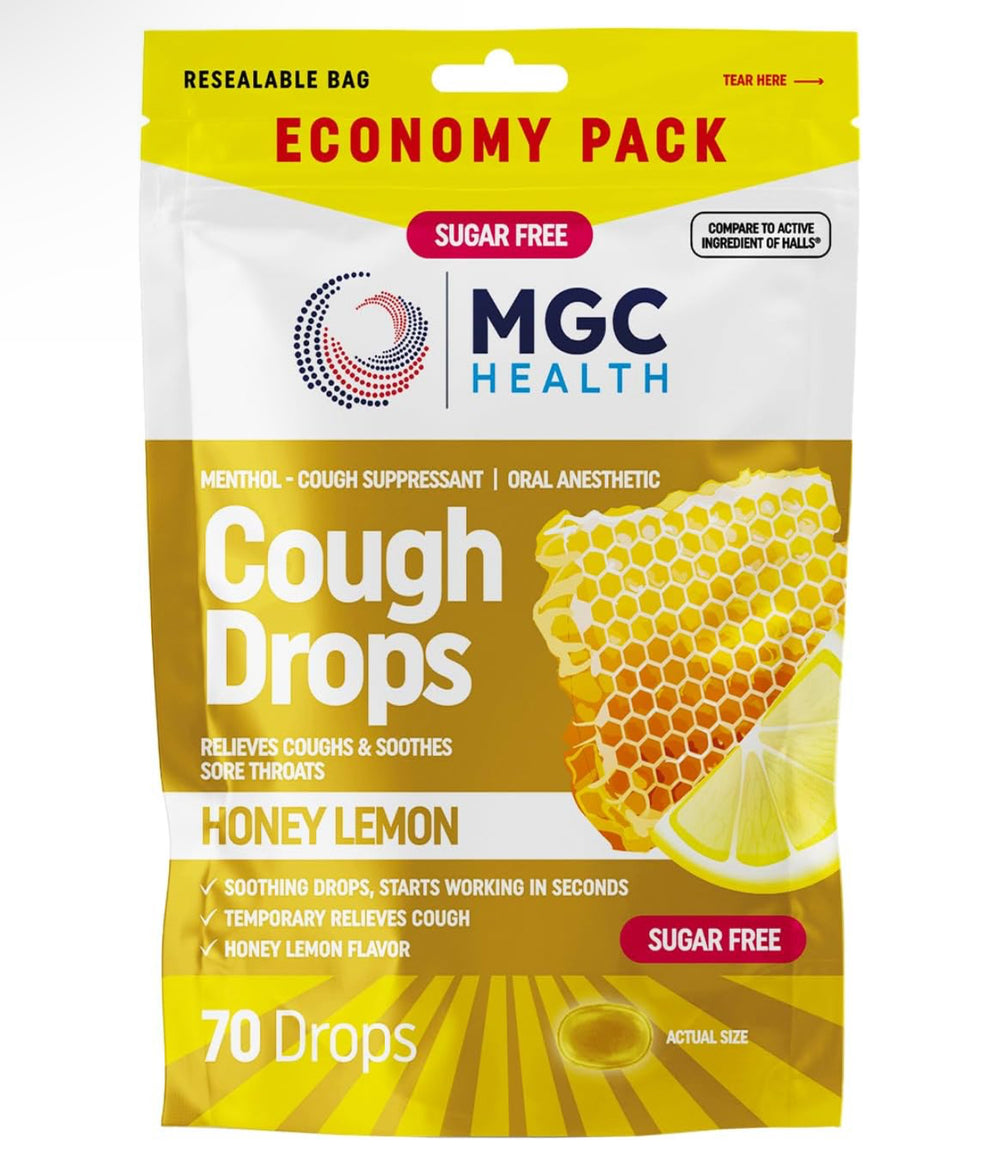 Honey Lemon Sugar Free Cough Drops for Adults, Sore Throat Relief, Throat Calm & Throat Lozenges