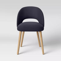 
              Galles Mid-Century Upholstered Dining Chair Navy - Threshold: Wooden Legs, Armless Design, Padded Seat
            