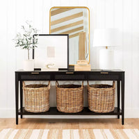 
              East Bluff Woven Drawer Console Table Black - Threshold designed with Studio McGee ( 152.4 cm x 35.5 cm x 76.2 cm)
            