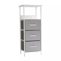 
              Flash Furniture 3 Fabric Drawer Nightstand with 2 USB Port/1 Outlet Charging Station in Gray/Wht
            