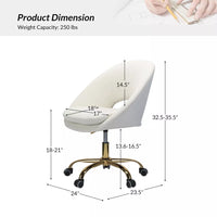 
              Hector Velvet  Ergonomic Swivel Office Desk Chair with Adjustable Height | Karat Home - Ivory
            