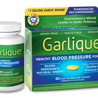 Garlique Garlic Extract Supplement, Healthy Blood Pressure Formula, Odorless & Vegan, 60 Caplets