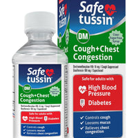 Safetussin DM Cough + Chest Congestion, Safe for Adults with High Blood Pressure & Diabetes, 8 oz