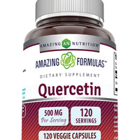 Amazing Formulas Quercetin 500mg 120 Veggie Capsules Supplement - Non-GMO - Gluten Free - Supports Overall Health & Well Being