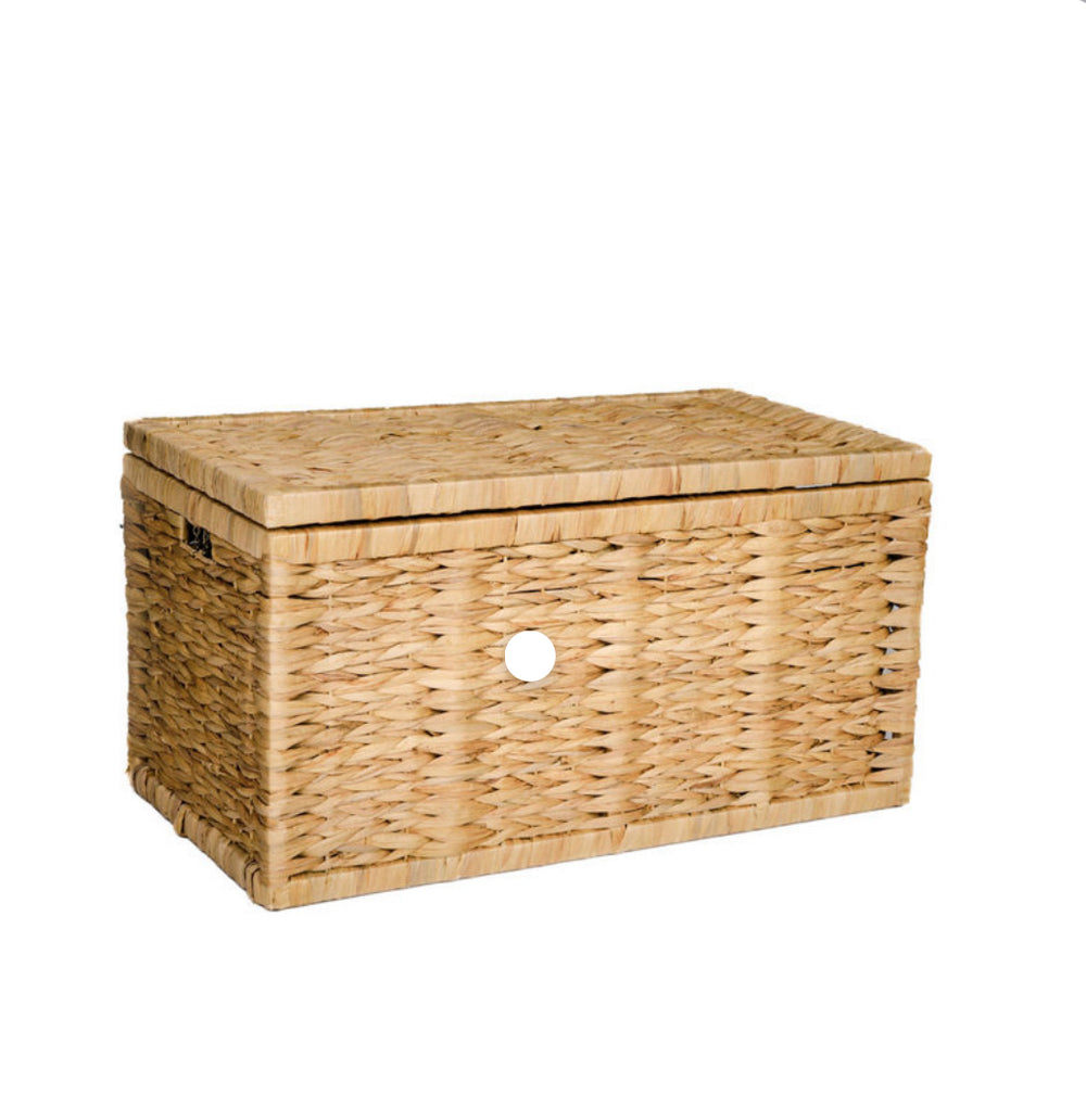 Large Water Hyacinth Wicker Storage Trunk with Lid