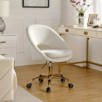 
              Hector Velvet  Ergonomic Swivel Office Desk Chair with Adjustable Height | Karat Home - Ivory
            