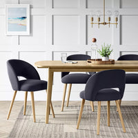 
              Galles Mid-Century Upholstered Dining Chair Navy - Threshold: Wooden Legs, Armless Design, Padded Seat
            