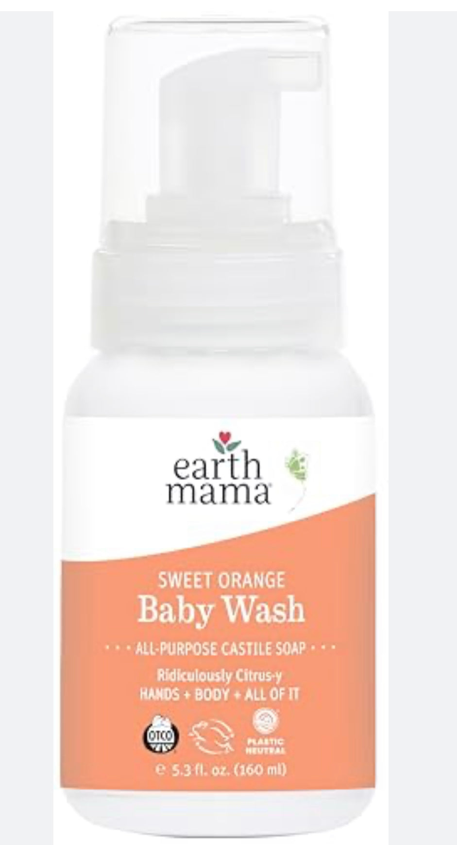 Earth Mama Organics Sweet Orange Castile Baby Wash - 5.3 fl oz DLC: Déc 2025