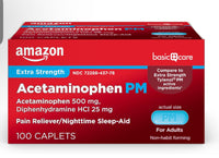 
              Amazon Basic Care Acetaminophen PM Caplets, Pain Reliever Plus Nighttime Sleep Aid, Extra Strength, Helps Occasional Minor Aches, Pains and Headache Relief, 100 Count,*MCI*
            