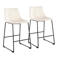 
              Set of 2 Duke Counter Height Barstools White - LumiSource: Upholstered, Metal Frame, Fixed 25.75" Seat Height
            