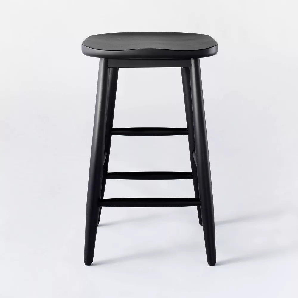 Haddonfield All Wood Backless Counter Height Barstool Black - Threshold designed with Studio McGee