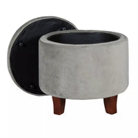 
              Large Round Button Tufted Storage Ottoman Cream - HomePop: Velvet Footstool, Wood Legs
            