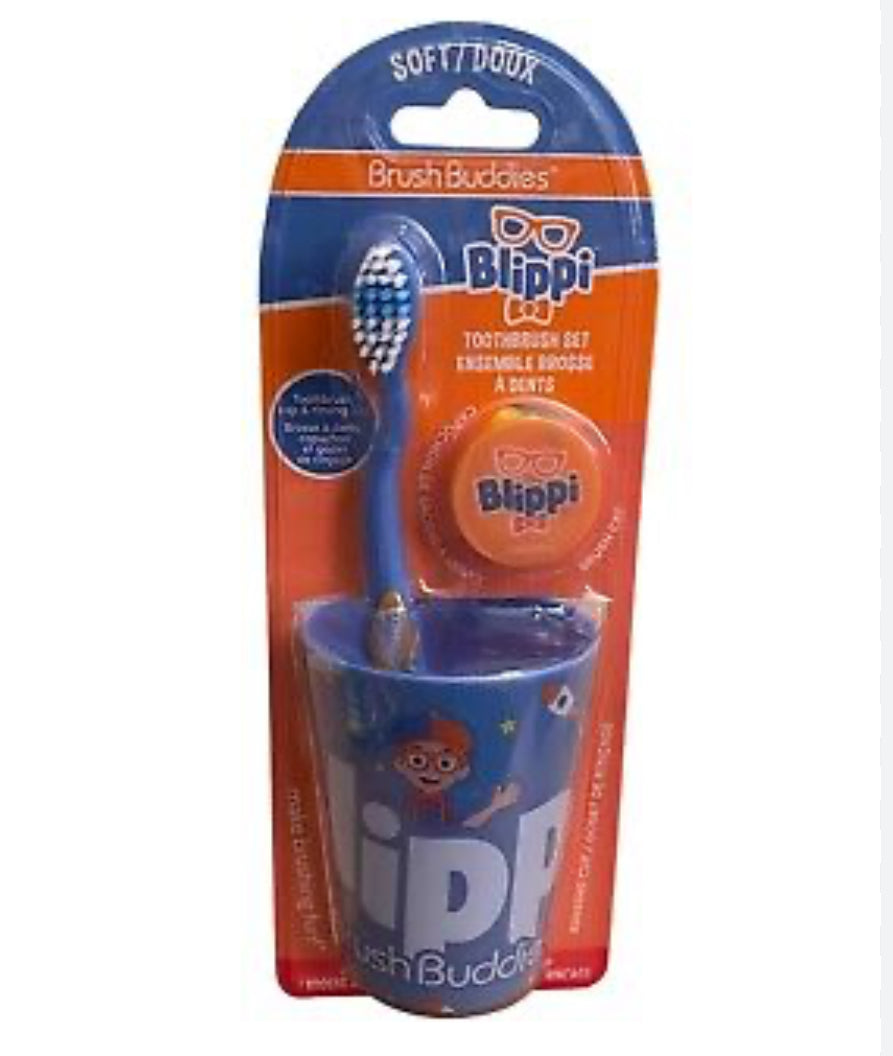 Children's Blippi Brush Buddies 3 Piece Toothbrush