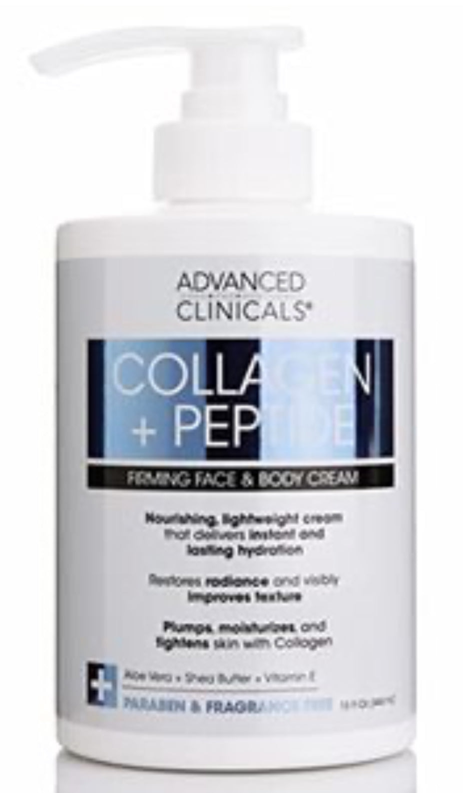 Advanced Clinicals Collagen Lotion + Peptide Firming Face & Body Cream, 15 fl oz/ (444 mL)