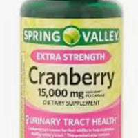 with Spring Valley Extra Strength Cranberry Dietary Supplement Capsules 15 000mg Équivalent Per Capsule 60 Capsules DLC: 04/2027