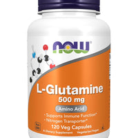 NOW Foods Supplements, L-Glutamine 500 mg, Nitrogen Transporter*, Amino Acid, 120 Veg Capsules