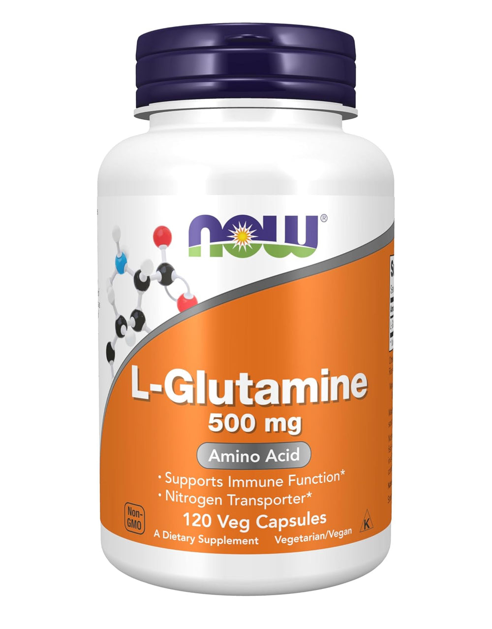 NOW Foods Supplements, L-Glutamine 500 mg, Nitrogen Transporter*, Amino Acid, 120 Veg Capsules