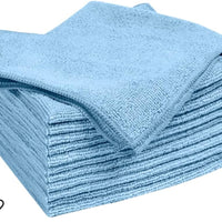 Quickie Chiffon de nettoyage en microfibre 14 x 14 pouces, bleu, paquet de 12 serviettes/essuie-glace tout usage pour le nettoyage