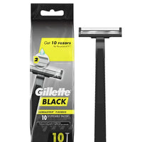 Gillette BLACK Fixed Men's Disposable  Razor 10 pcs