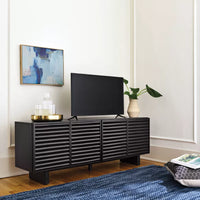 
              Fluted TV Stand for TVs up to 55" Black - Threshold: Entertainment Center with Adjustable Shelves (60 in L x 15 in W x 22 in H)
            