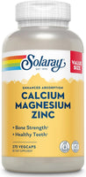 
              SOLARAY Calcium Magnesium Zinc Supplement - with Calcium 1000mg, Magnesium 500mg - Bone Health, Muscle Function, Heart Health and Immune Support - Vegan, 60 Day Guarantee, 68 Servings, 275 VegCaps DLC: 05/2028
            