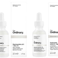 The Ordinary Facial Treatment: Hyaluronic Acid with 2% + B5 (30ml) and The Ordinary Niacinamide 10% + Zinc 1% (30ml) Bundle Face Care Set