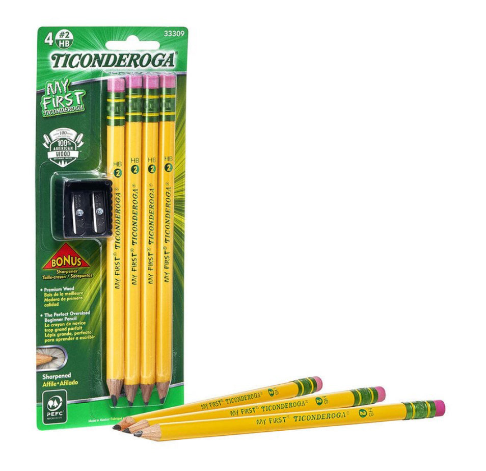 Ticonderoga Dixon My First Pencil With Sharpener, 4-count