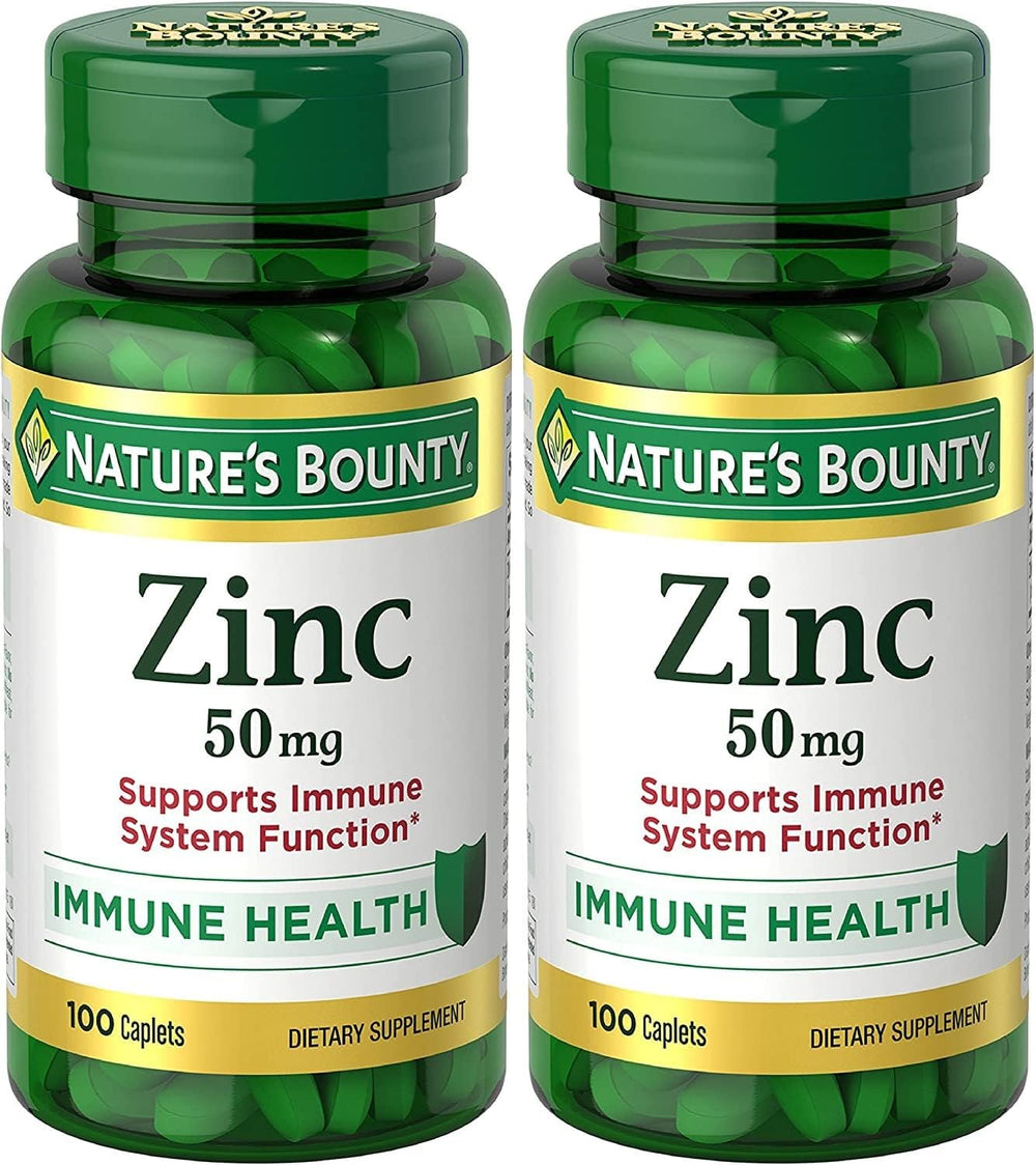 Nature's Bounty Zinc, Immune Support, 50 mg, Caplets, 100 Ct DLC: Juillet27