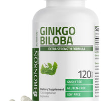 Bronson Ginkgo Biloba Extra Supports Brain Function & Memory Support, 120 Vegetarian Capsules DLC: 07/2026