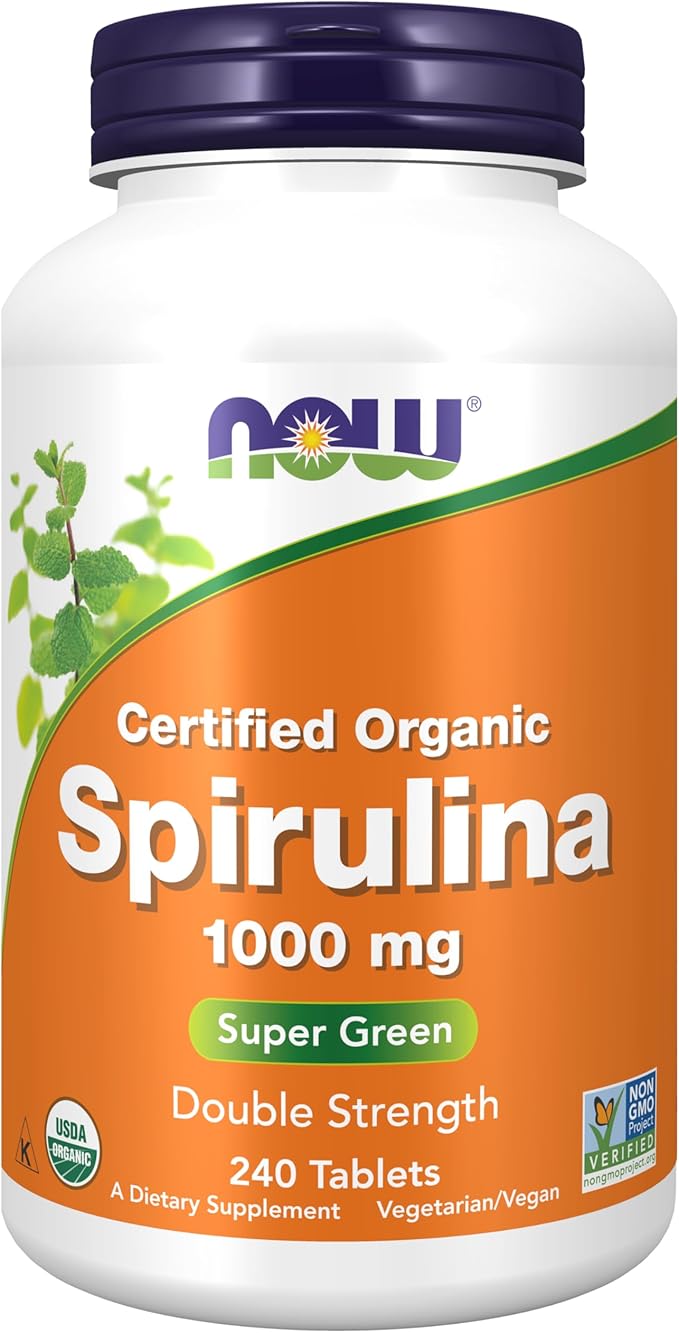 NOW Spirulina Double Strength, 1000 mg Organic - 240 Tablets