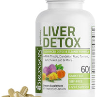 Bronson Liver Detox Advanced Detox & Cleansing Formula Supports Health Liver Function with Milk Thistle, Dandelion Root, Turmeric, Artichoke Leaf & More, Non-GMO, 60 Vegetarian Capsules DLC: Avril26