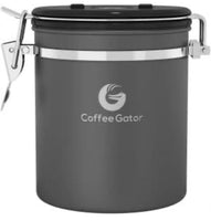 
              Coffee Gator Récipient à grains de café et moulu en acier inoxydable, boîte avec enregistreur de date, valve de libération de CO2 et cuillère doseuse
            